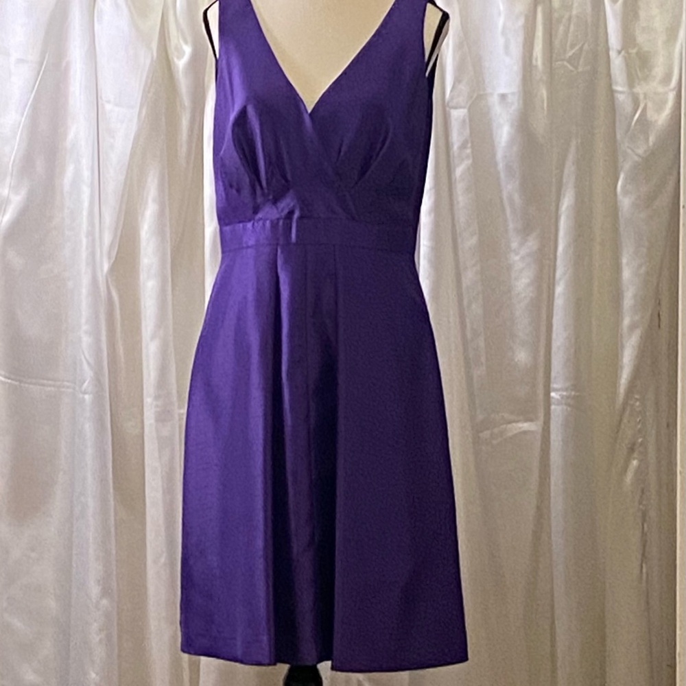 Tahari Purple Mini Sundress V-Neck Sleeveless
